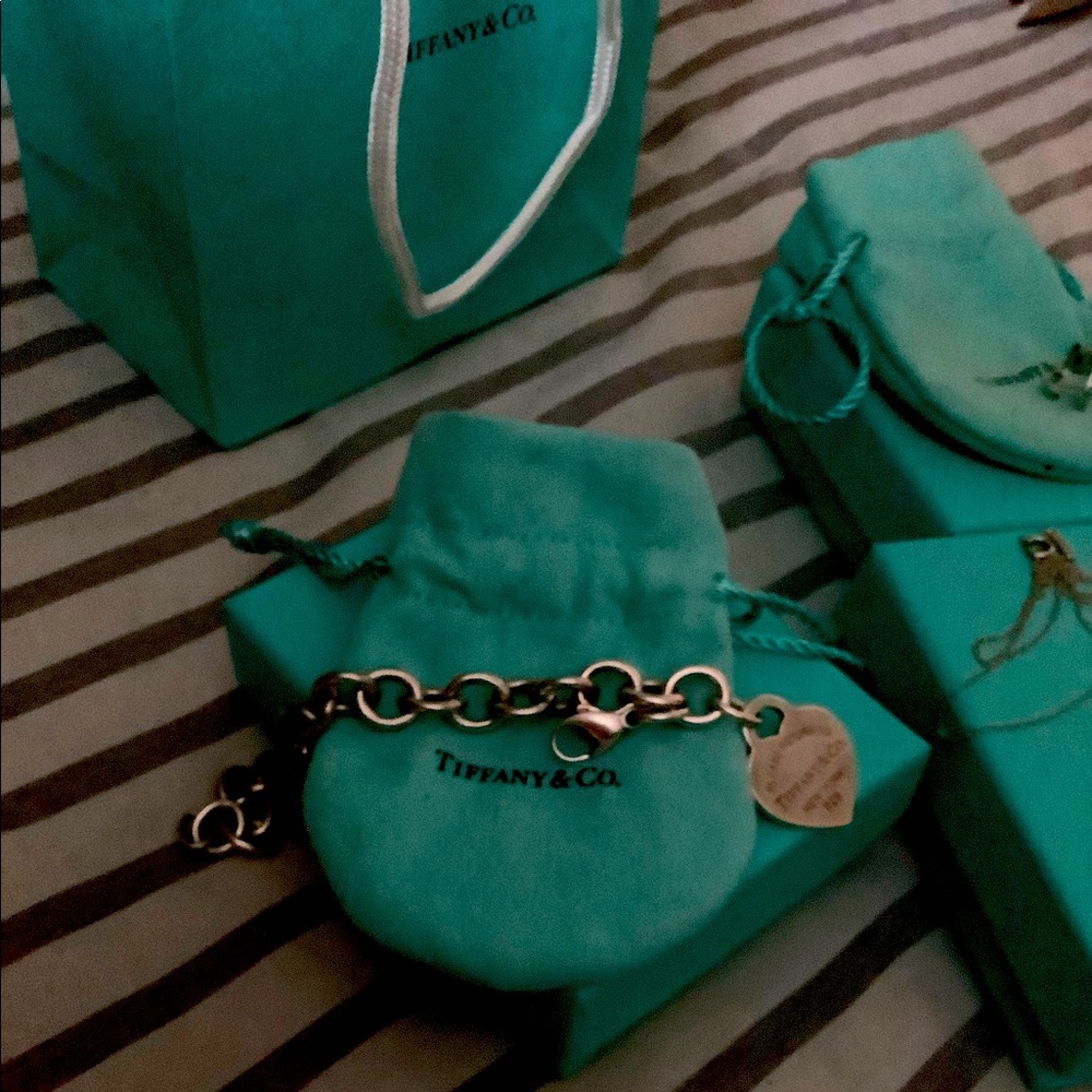 tiffany and company bracelet, earrings and necklace